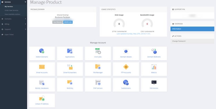 TMDHosting user dashboard 1